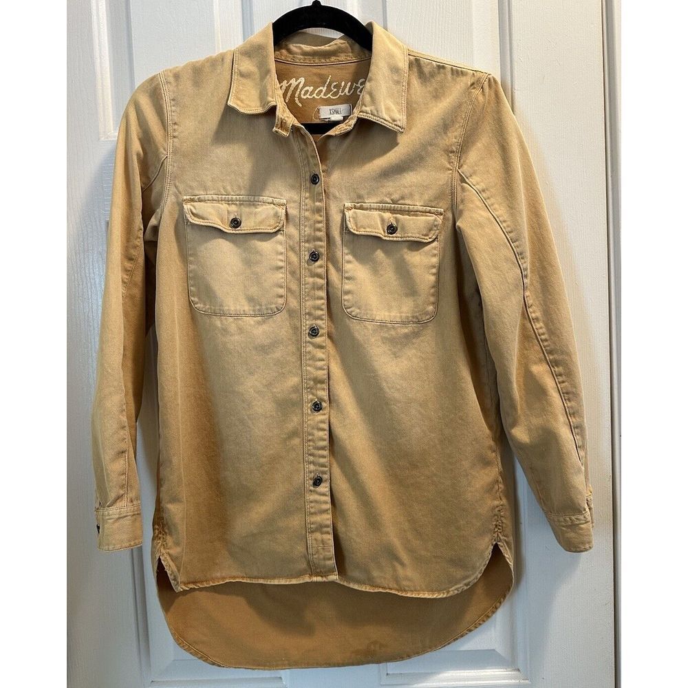 Madewell Tomboy Work Shirt X-Small Gold Utility Button Down Pockets 47515